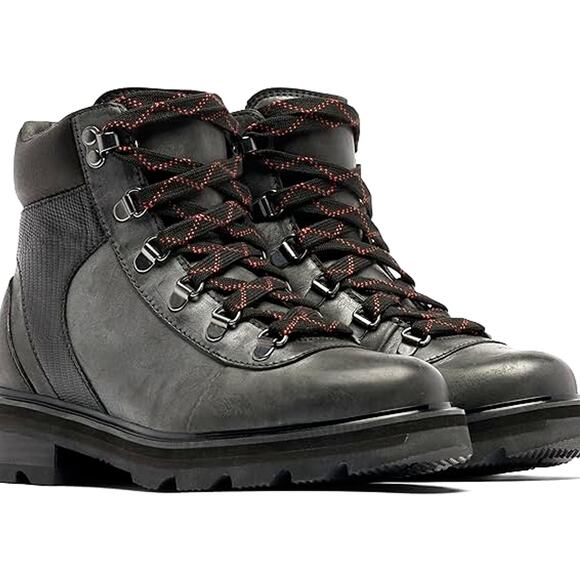 Sorel Lennox Waterproof Hiking Boot Women Black/ Warp Red SIZE 8M /100%AUTHENTIC - Picture 1 of 7